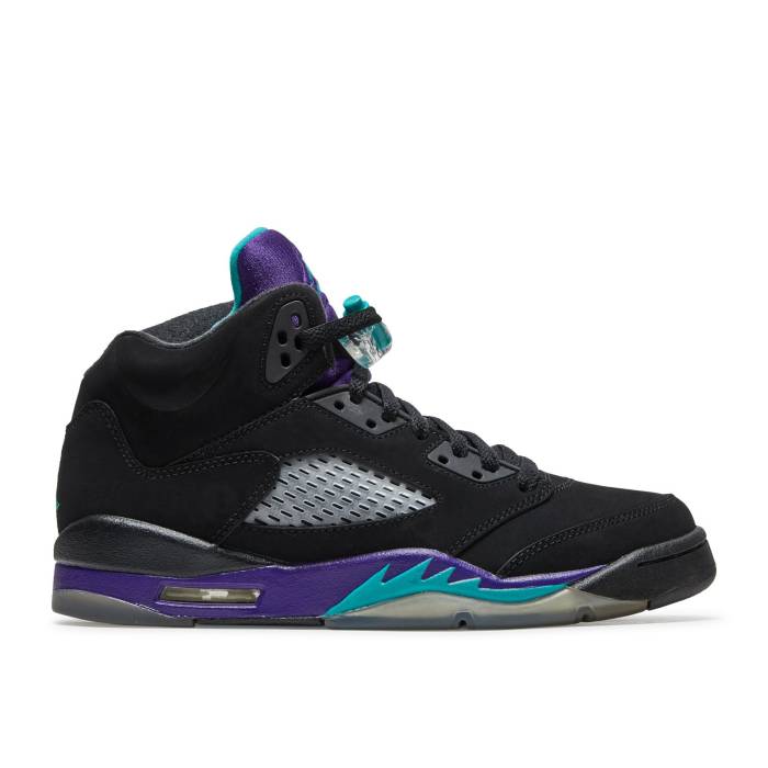 ナイキ エアジョーダン Air Jordan 【 Jordan 5 Retro ガウス \u0027Black Grape\u0027 Youth Black/New Emerald-Grape Ice 】 レトロ 御坊っちゃん キッズ 黒いこと 黒いこと スニーカー-キッズ・ベビー・マタニティ-キッズファッション
