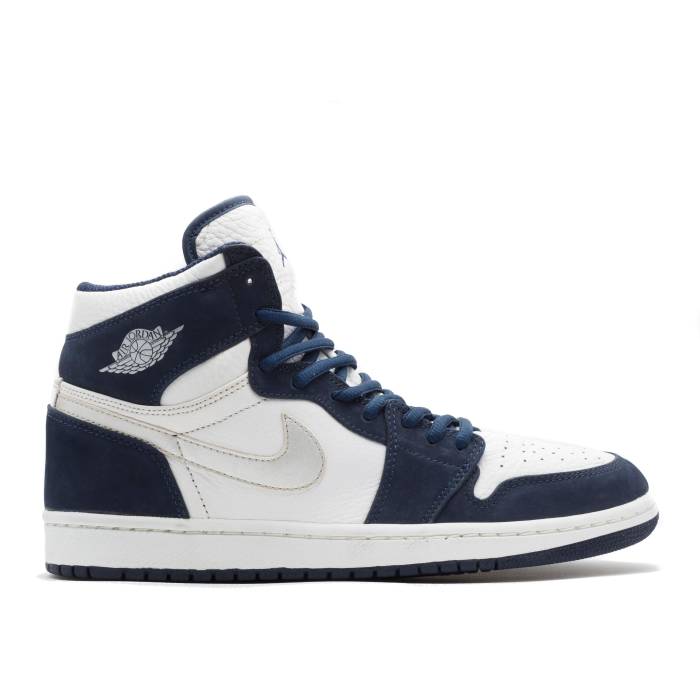ナイキ エアジョーダン Air Jordan 【 Jordan 1 Retro High Co.jp Midnight Navy 2001 Men White/Metallic Silver/Midnight Navy 】 レトロ ハイ メンズ 白色 ホワイト Silver 銀色・シルバー 紺色 ネイビー