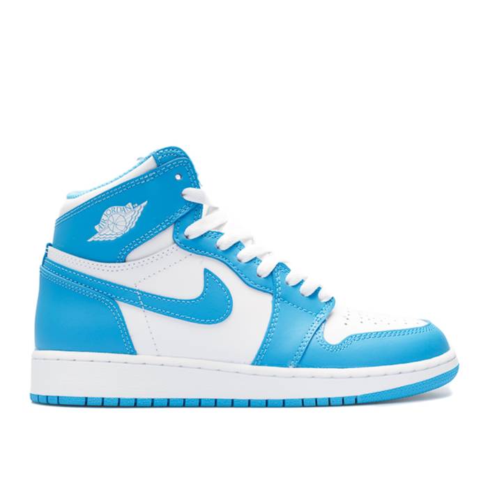 ナイキ エアジョーダン Air Jordan 【 Jordan 1 Retro High Og Bg 'Unc' Youth White/Dark Powder Blue 】 レトロ ハイ ジュニア キッズ 白色 ホワイト 青色 ブルー|スニケス