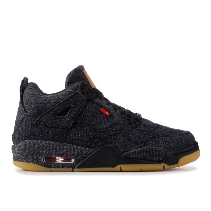 ナイキ エアジョーダン Air Jordan 【 Levi\u0027s X Jordan 4 Retro ガウス \u0027Black Denim\u0027 Youth Black/Black/Black 】 レトロ 御坊っちゃん キッズ 黒いこと 黒いこと 靴-キッズ・ベビー・マタニティ-スニーカー