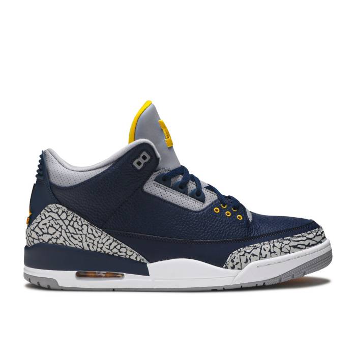 ナイキ　エアジョーダン Air Jordan 【 Jordan 3 Retro 'Michigan Wolverines' Pe Men Collegiate Navy/Amarillo-Cement Grey 】 レトロ メンズ 紺色 ネイビー 灰色 グレー