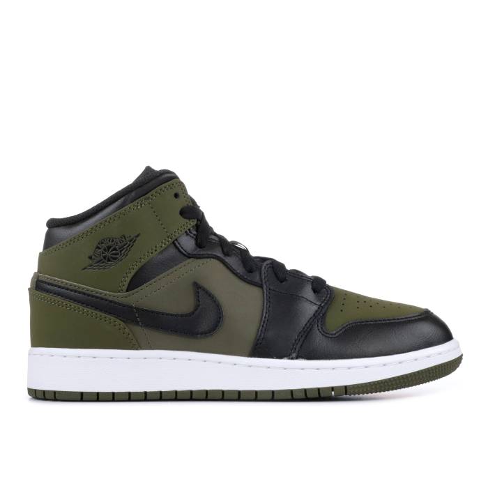 ナイキ　エアジョーダン Air Jordan 【 Jordan 1 Retro Mid Gs 'Olive Canvas' Youth Olive Canvas/Black-White 】 レトロ ミッド ジュニア キッズ olive オリーブ