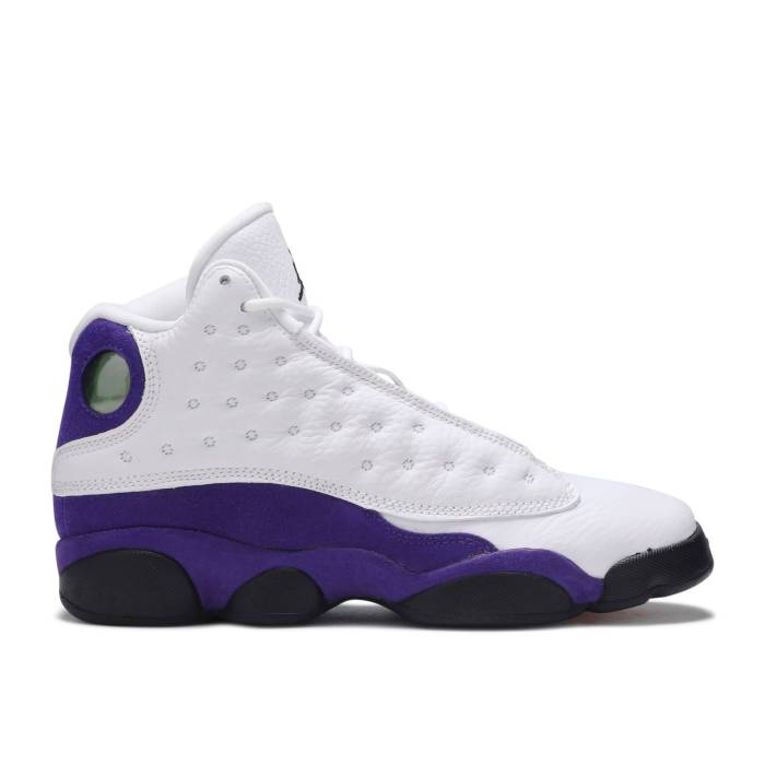 ナイキ　エアジョーダン Air Jordan 【 Jordan 13 Retro Gs 'Lakers' Youth White/Black/Court Purple/University Gold 】 13 サーティーン レトロ ジュニア キッズ 白色 ホワイト 黒色 ブラック コート Purple 紫・パープ｜スニケス