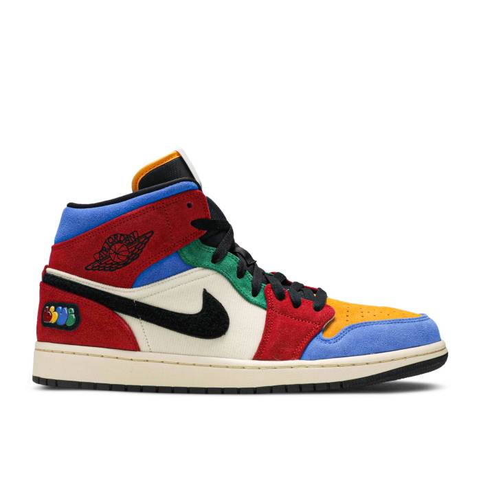 ナイキ　エアジョーダン Air Jordan 【 Blue The Great X Jordan 1 Mid 'Fearless' Men Muslin/Varsity Red/Royal/Taxi/Black 】 青色 ブルー ミッド メンズ Red 赤・レッド 黒色 ブラック