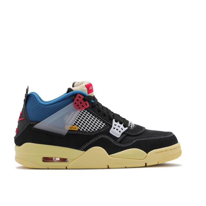 ナイキ エアジョーダン Air Jordan 【 Union La X Jordan 4 Retro \u0027Off Noir\u0027 Men Off Noir/Brigade Blue/Dark Smoke Grey/Light Fusion Red 】 Union 単位労働組合 天使の都市 レトロ メンズ 青み 青色 薄墨色 薄墨色 Fusion フュ