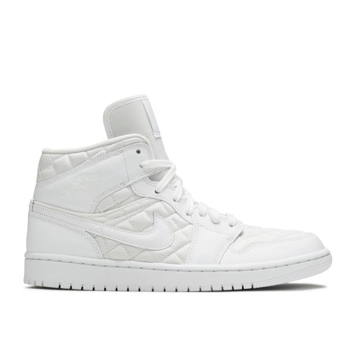 ナイキ エアジョーダン Air Jordan 【 Wmns Jordan 1 Mid Se \u0027White Quilted\u0027 Women White/White/Black 】 ミッド レディース 白いこと 白いこと 黒いこと 黒いこと