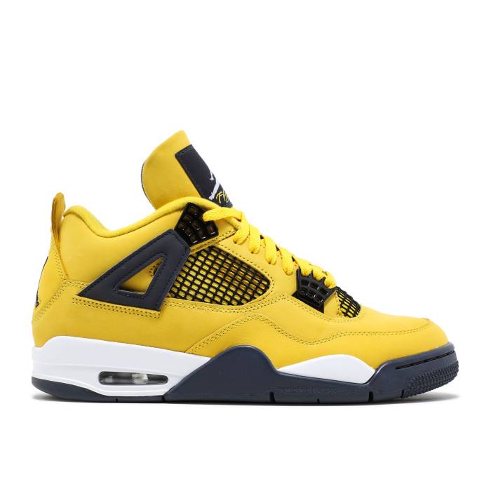 ナイキ エアジョーダン Air Jordan 【 Jordan 4 Retro \u0027Lightning\u0027 2021 Men Tour Yellow/Multi-Color/Multi-Color/Dark Blue Grey 】 レトロ メンズ yellow 黄味がかった・黄色 青み 青色 薄墨色 薄墨色