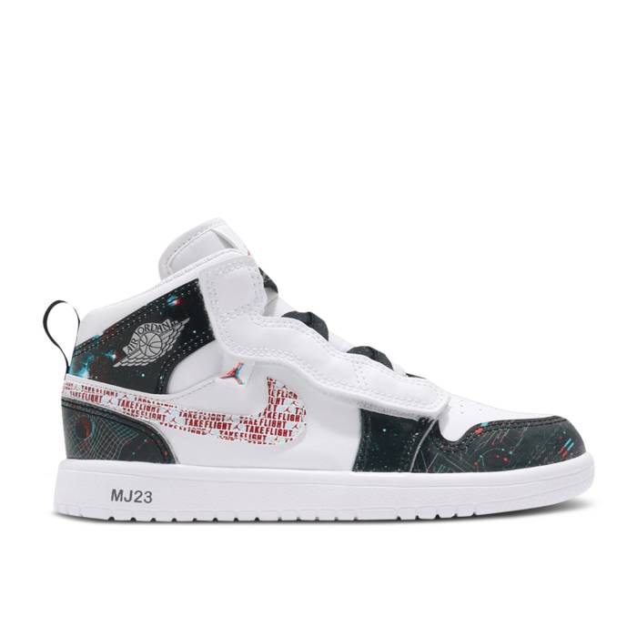ナイキ　エアジョーダン Air Jordan 【 Jordan 1 Mid Alt Se Ps 'Take Flight' Youth White/Bright Crimson/Blue Hero 】 ミッド ジュニア キッズ 白色 ホワイト クリムゾン 青色 ブルー｜スニケス