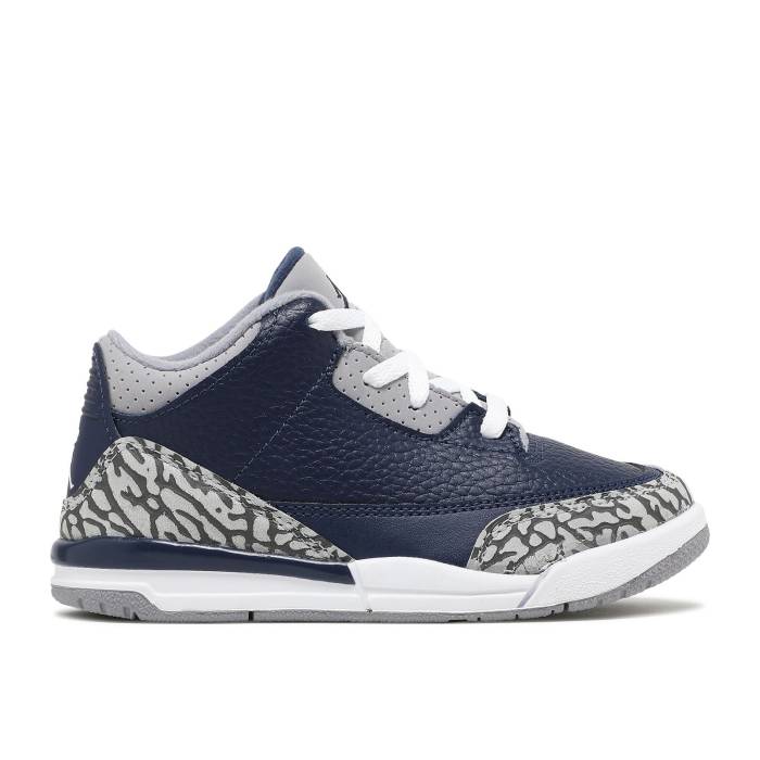 ナイキ エアジョーダン Air Jordan 【 Jordan 3 Retro Td \u0027Georgetown\u0027 Infant Midnight Navy/Cement Grey/White 】 レトロ もの言う花 紺色 米国海軍 薄墨色・シメント 薄墨色 薄墨色 白いこと 白いこと