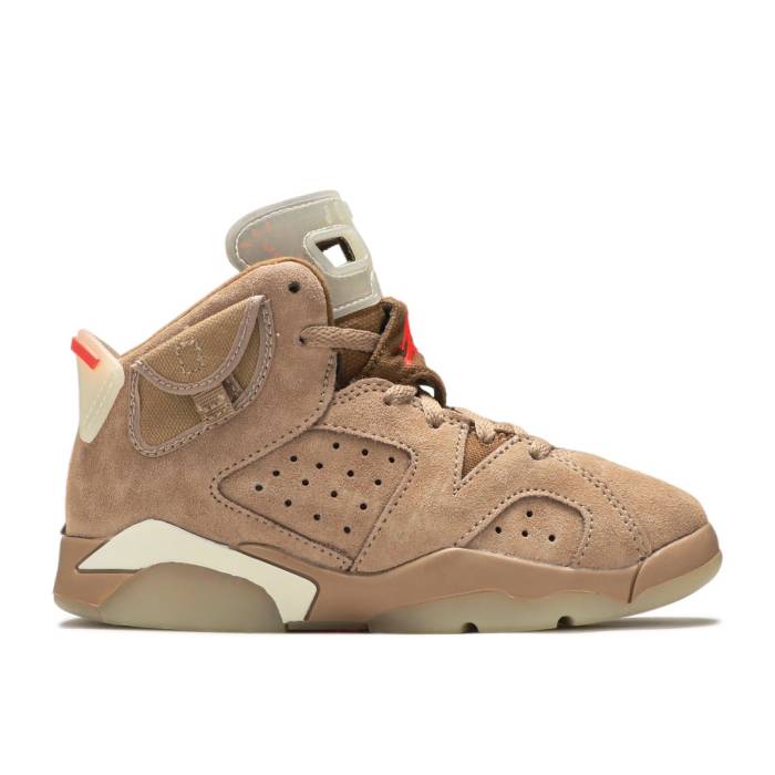 ナイキ エアジョーダン Air Jordan 【 Travis Scott X Jordan 6 Retro Ps 'British Khaki' Youth British Khaki/Sail/Bright Crimson 】 レトロ ジュニア キッズ カーキ クリムゾン|スニケス