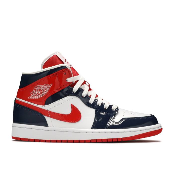 ナイキ エアジョーダン Air Jordan 【 Wmns Jordan 1 Mid \u0027Champ Colors\u0027 Women Midnight Navy/University Red 】 ミッド レディース 紺色 米国海軍 Red 赤・赤いこと