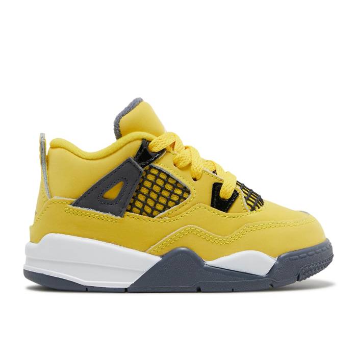 ナイキ エアジョーダン Air Jordan 【 Jordan 4 Retro Td \u0027Lightning\u0027 2021 Infant Tour Yellow/Multi-Color/Multi-Color/Dark Blue Grey 】 レトロ もの言う花 yellow 黄味がかった・黄色 青み 青色 薄墨色 薄墨色