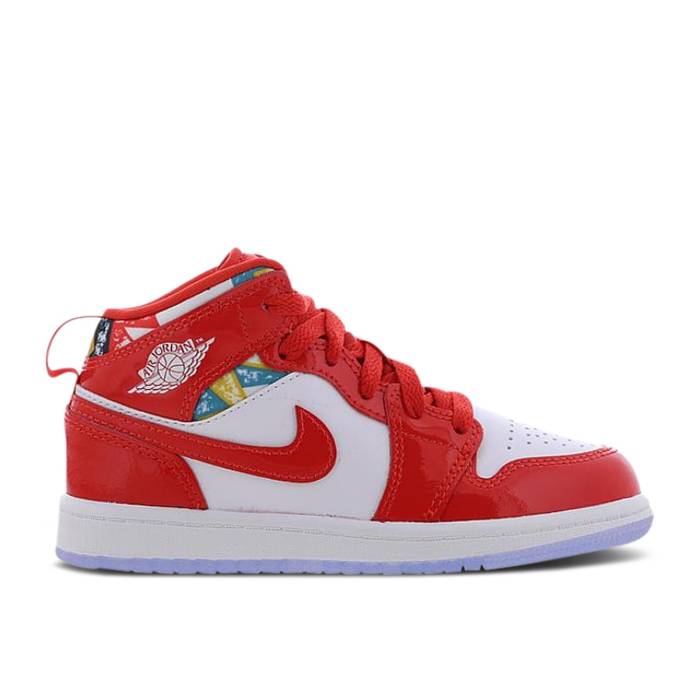 ナイキ エアジョーダン Air Jordan 【 Jordan 1 Mid Se Ps 'Barcelona Sweater' Youth Chile Red/White/Pollen 】 ミッド ジュニア キッズ Red 赤・レッド 白色 ホワイト|スニケス