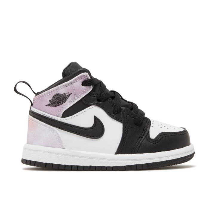 ナイキ　エアジョーダン Air Jordan 【 Jordan 1 Mid Se Td 'Zen Master' Infant Black/White/Amethyst Wave/Bleached Coral 】 ミッド キッズ ベビー マタニティ ベビーファッション 靴 スニーカー ベビー 黒色 ブラッ画像