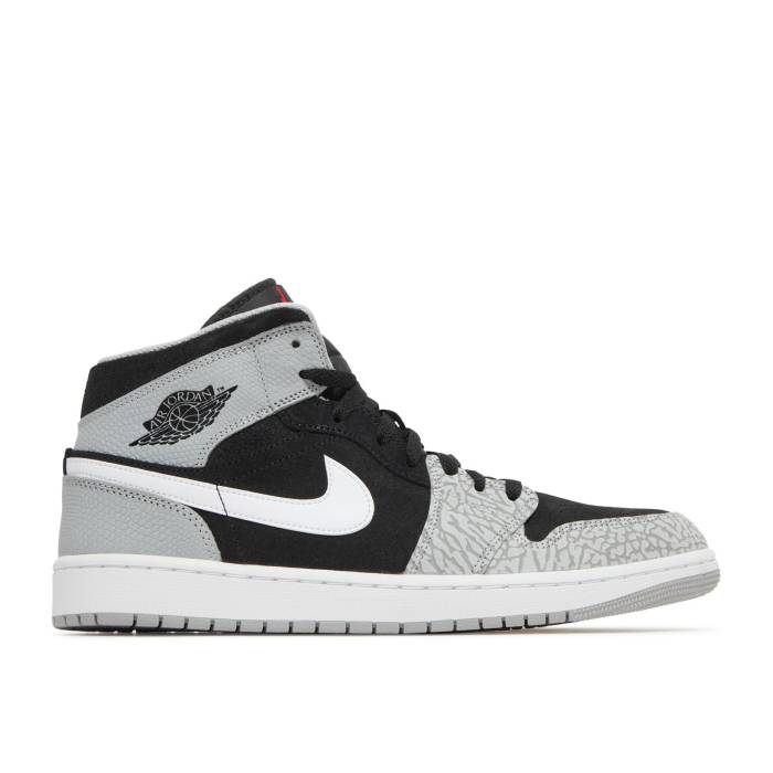 ナイキ エアジョーダン Air Jordan 【 Jordan 1 Mid Se Elephant Toe Men Black/White/Light Smoke Grey/University Red 】 ミッド メンズ 黒色 ブラック 白色 ホワイト 灰色 グレー Red 赤・レッド