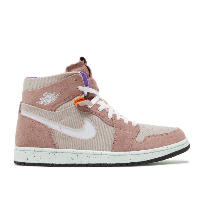 ナイキ エアジョーダン Air Jordan 【 Jordan 1 High Zoom Comfort \u0027Fossil Stone\u0027 Men Fossil Stone/Fossil Rose/Psychic Purple/White 】 ご機嫌 望遠レンズ メンズ Rose サクラ色 Purple 紫・パープル 白いこと 白いこと 靴-スニーカー-メンズ靴