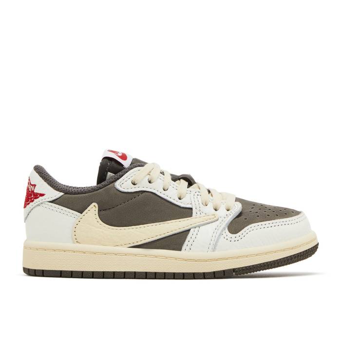 ナイキ エアジョーダン Air Jordan 【 Travis Scott X Jordan 1 Low Og Ps \u0027Reverse Mocha\u0027 Youth Sail/University Red/Ridgerock 】 御坊っちゃん キッズ Red 赤・赤いこと 靴-キッズ・ベビー・マタニティ-キッズファッション