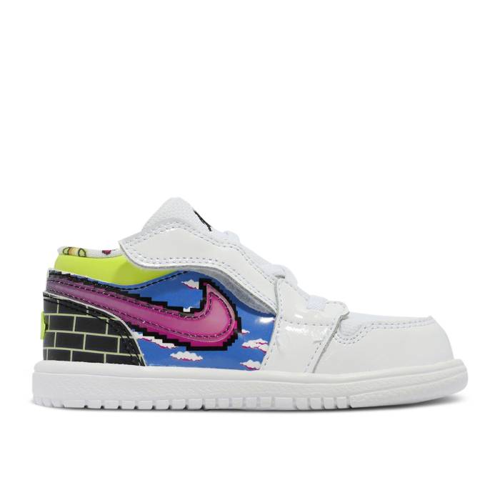 ナイキ エアジョーダン Air Jordan 【 Jordan 1 Low Alt Td \u0027Old School Gaming\u0027 Infant White/Black/Lemon Venom/Rush Pink 】 もの言う花 白いこと 白いこと 黒いこと 黒いこと rush 混雑時 pink さくら色
