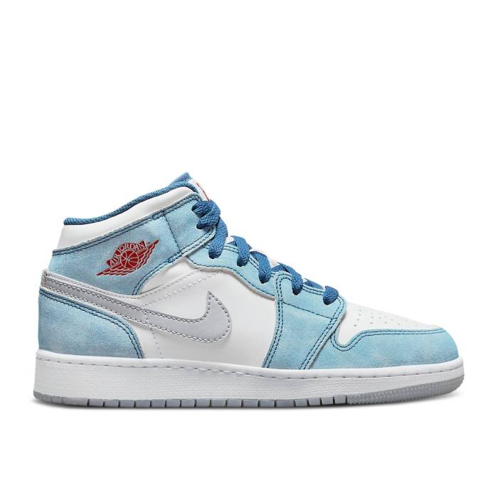 ナイキ エアジョーダン Air Jordan 【 Jordan 1 Mid Se Gs 'French Blue' Youth French Blue/White/Light Steel Grey/Fire Red 】 ミッド ジュニア キッズ 青色 ブルー 白色 ホワイト Steel スティール 灰色 グレー ファイ