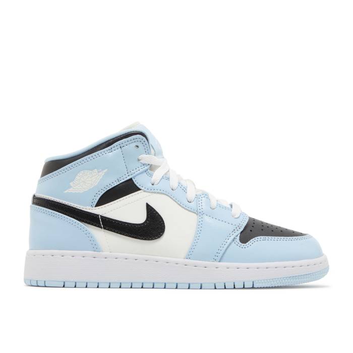 ナイキ　エアジョーダン Air Jordan 【 Jordan 1 Mid Gs 'Ice Blue' Youth Ice Blue/Black/Sail/White 】 ミッド ジュニア キッズ 青色 ブルー 黒色 ブラック 白色 ホワイト｜スニケス