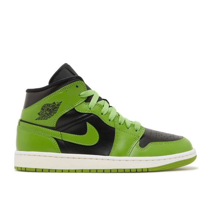 ナイキ エアジョーダン Air Jordan 【 Wmns Jordan 1 Mid \u0027Altitude Green\u0027 Women Black/Sail/Altitude Green Heather 】 ミッド レディース 黒いこと 黒いこと green 緑・緑であること heather ギョリュウモドキ