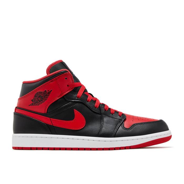 ナイキ エアジョーダン Air Jordan 【 Jordan 1 Mid \u0027Alternate Bred\u0027 Men Black/Fire Red/White 】 ミッド メンズ 黒いこと 黒いこと 火の手 Red 赤・赤いこと 白いこと 白いこと