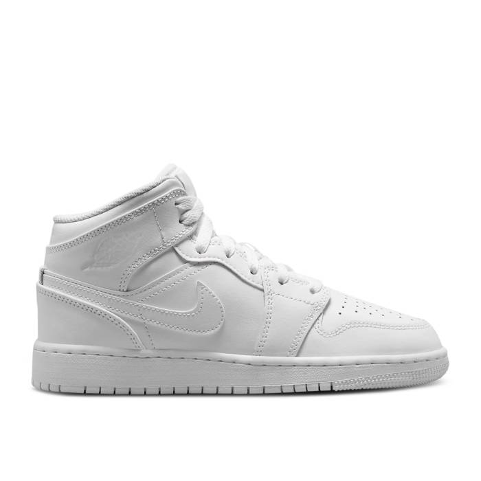ナイキ エアジョーダン Air Jordan 【 Jordan 1 Mid Gs Triple White 2023 Youth White/White/White 】 ミッド ジュニア キッズ 白色 ホワイト