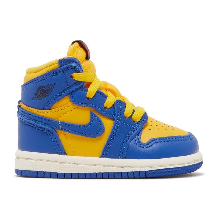 ナイキ　エアジョーダン Air Jordan 【 Jordan 1 Retro High Og Td 'Reverse Laney' Infant Varsity Maize/Game Royal/Sail/Black/Fire Red 】 レトロ ハイ ベビー Game ゲーム 黒色 ブラック ファイア Red 赤・レッド｜スニケス
