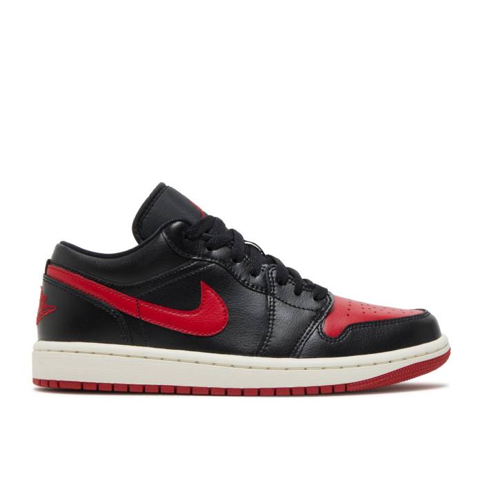 ナイキ エアジョーダン Air Jordan 【 Wmns Jordan 1 Low \u0027Bred Sail\u0027 Women Black/Gym Red/Sail 】 レディース 黒いこと 黒いこと Red 赤・赤いこと