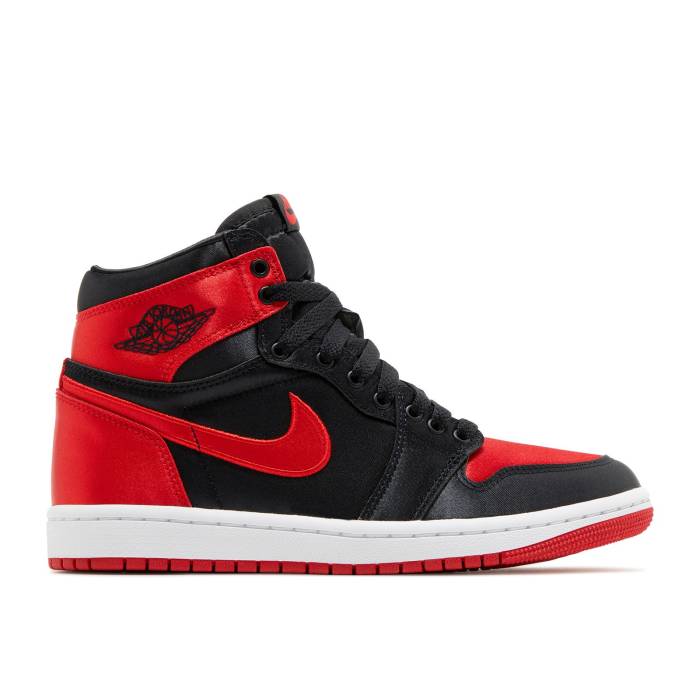 ナイキ　エアジョーダン Air Jordan 【 Wmns Jordan 1 Retro High Og 'Satin Bred' 2023 Women Black/University Red/White 】 レトロ ハイ レディース 黒色 ブラック Red 赤・レッド 白色 ホワイト 26,715円