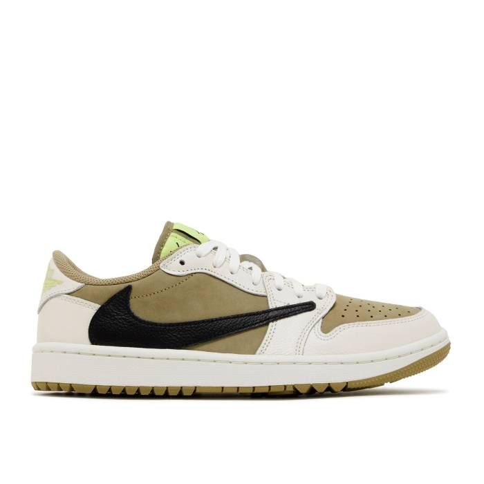 ナイキ エアジョーダン Air Jordan 【 Travis Scott X Jordan 1 Low Golf \u0027Neutral Olive\u0027 Men Neutral Olive/Black/Sail/Light Lemon Twist/Baroque Brown/White 】 golf ゴルフ メンズ olive オリーブ 黒いこと 黒いこと 赤銅色 赤銅色