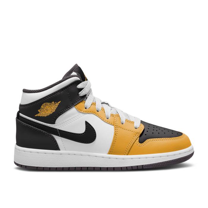 ナイキ　エアジョーダン Air Jordan 【 Jordan 1 Mid Gs 'Yellow Ochre' Youth Yellow Ochre/Black/White/Yellow Ochre 】 ミッド ジュニア キッズ yellow 黄色・イエロー 黒色 ブラック 白色 ホワイト｜スニケス