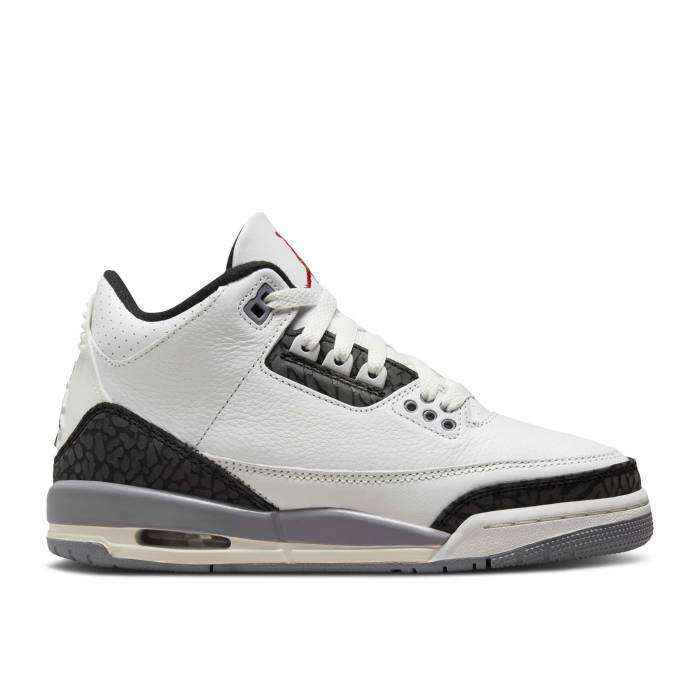 ナイキ　エアジョーダン Air Jordan 【 Jordan 3 Retro Gs 'Cement Grey' Youth Summit White/Fire Red/Cement Grey/Black 】 レトロ ジュニア キッズ 白色 ホワイト ファイア Red 赤・レッド 灰色・シメント 灰色 グレー｜スニケス