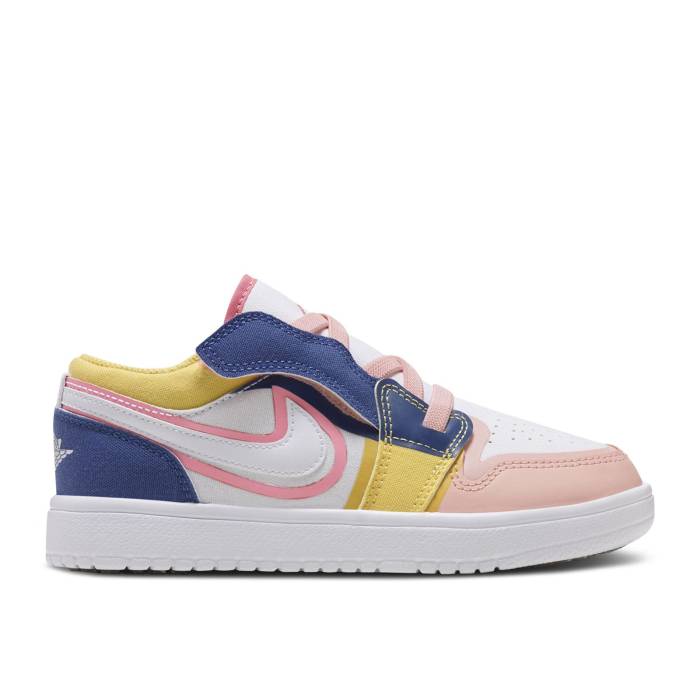 ナイキ エアジョーダン Air Jordan 【 Jordan 1 Low Alt Se Ps \u0027Multi-Color Canvas\u0027 Youth White/French Blue/Topaz Gold/Coral Chalk 】 御坊っちゃん キッズ 白いこと 白いこと 青味 青み ゴールド