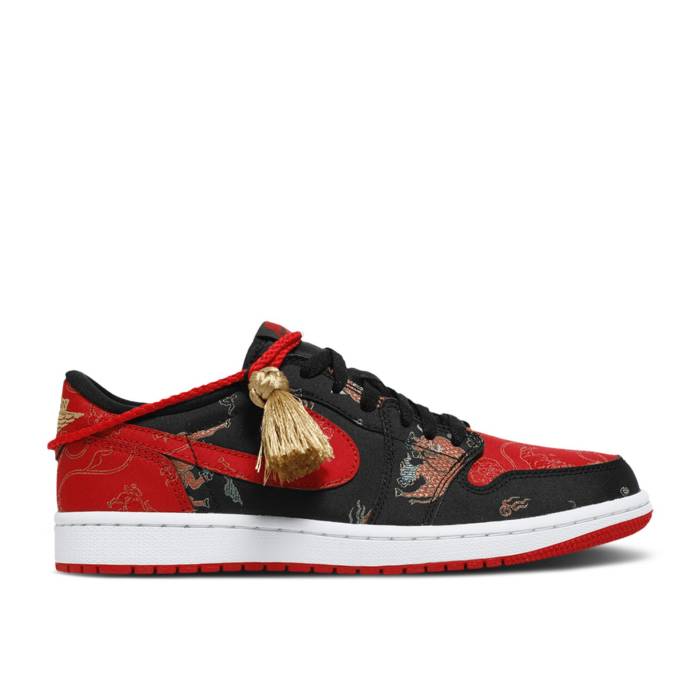 ナイキ エアジョーダン Air Jordan 【 Jordan 1 Retro Low Og \u0027Chinese New Year\u0027 Sample Men Black/University Red/Metallic Gold/White 】 レトロ メンズ 黒いこと 黒いこと Red 赤・赤いこと ゴールド 白いこと 白いこと