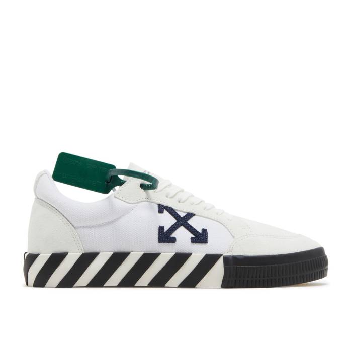 オフホワイト Off-White 【 Vulc Sneaker 'White Navy Blue' Men White/Navy Blue 】 靴 スニーカー 紺色 ネイビー メンズ 白色 ホワイト 紺色 ネイビー 青色 ブルー｜スニケス