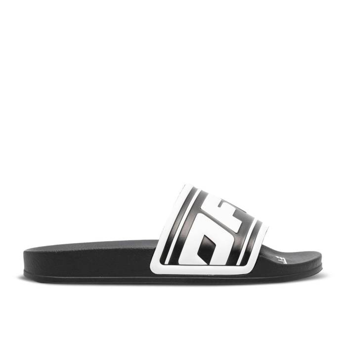 象牙色 Off-White 【 Wmns Sliders \u0027Logo Embossed - Black White\u0027 Women Black/White 】 サンダル 黒いこと 黒いこと レディース 黒いこと 黒いこと 白いこと 白いこと