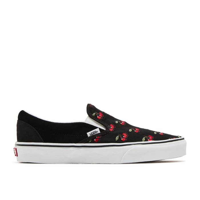 ヴァンズ Vans 【 Classic Slip-On \u0027Cherries Black\u0027 Men Black 】 古典派音楽 slip-on スリッポン メンズ 黒いこと 黒いこと