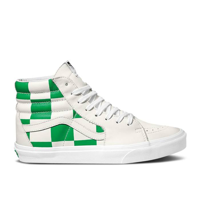ヴァンズ Vans 【 Sk8-Hi \u0027Leather Check - True White Fern Green\u0027 Men True White/Fern Green 】 滑るご機嫌 白いこと 白いこと メンズ 白いこと 白いこと green 緑・緑であること