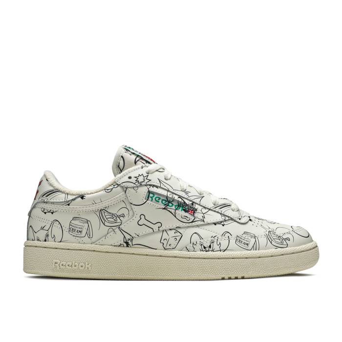 リーボック Reebok 【 Tom \u0026 Jerry X Club C \u0027Sketch\u0027 Men Chalk/Paperwhite/Excellent Red 】 野球クラブ メンズ Red 赤・赤いこと
