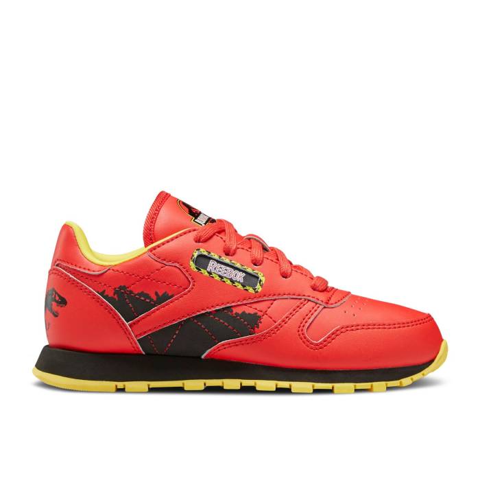 リーボック Reebok 【 Jurassic Park X Classic Leather J 'Ian Malcolm' Youth Radiant Red/Coal/Blaze Yellow 】 パーク クラシック レザー ジュニア キッズ Red 赤・レッド yellow 黄色・イエロー|スニケス
