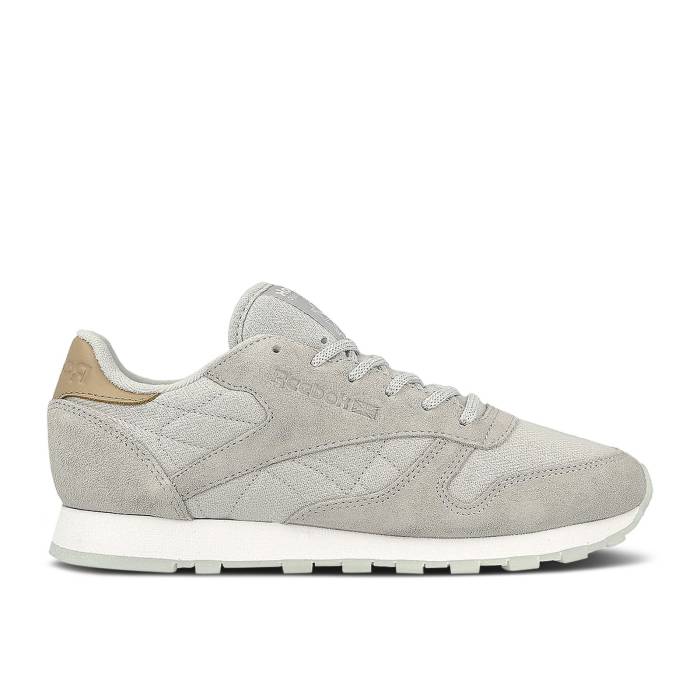 リーボック Reebok 【 Wmns Classic Leather \u0027Sea-Worn - Skull Grey\u0027 Women Skull Grey/White 】 古典派音楽 なめし革 レディース 薄墨色 薄墨色 白いこと 白いこと
