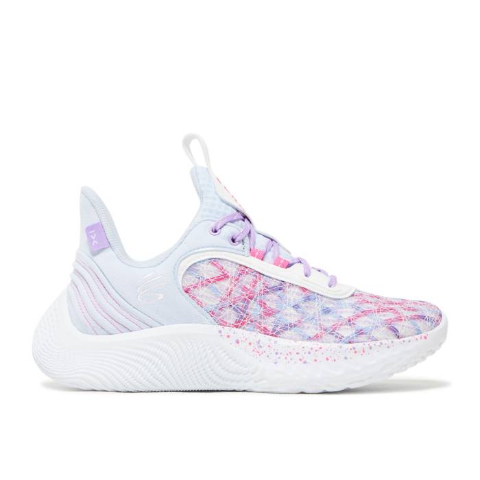 Curry Brand 【 Curry Flow 9 ガウス \u0027For The W\u0027 Youth Oxford Blue/Vivid Lilac 】 カリー 流れ受け答え 御坊っちゃん キッズ オックスフォード 青味 青み