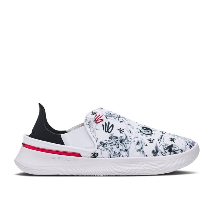 Curry Brand 【 Bruce Lee X Curry Slipspeed \u0027Enter The Dragon\u0027 Men White/Black/Red 】 カリー メンズ 白いこと 白いこと 黒いこと 黒いこと Red 赤・赤いこと