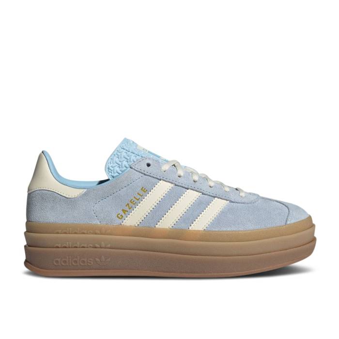アディダス Adidas 【 Wmns Gazelle Bold \u0027Clear Sky Cream\u0027 Women Clear Sky/Cream White/Gold Metallic 】 ガゼル 天の原 レディース 天の原 皮膚軟化剤 白いこと 白いこと ゴールド