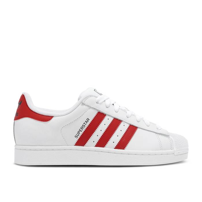 アディダス Adidas 【 Superstar 2 \u0027White Scarlet\u0027 Men Cloud White/Better Scarlet/Core Black 】 Superstar はやりっ子 メンズ 白いこと 白いこと 中核グループ 黒いこと 黒いこと