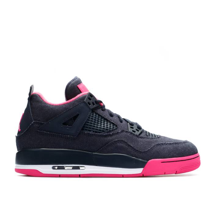 ナイキ エアジョーダン Air Jordan 【 Jordan 4 Retro Gg \u0027Denim\u0027 Youth Dark Obsidian/Vivid Pink/White/Metallic Gold 】 レトロ お坊っちゃん キッズ pink さくら色 白いこと 白いこと ゴールド