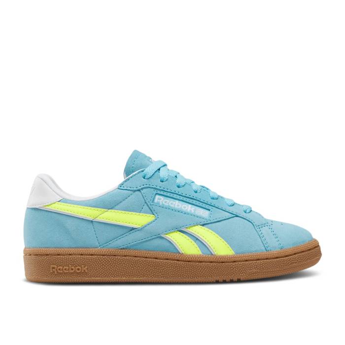 リーボック Reebok 【 Wmns Club C Grounds Uk \u0027Digital Blue Solar Acid Yellow Gum\u0027 Women Digital Blue/Solar Acid Yellow/Gum 】 野球クラブ 青み 青色 yellow 黄味がかった・黄色 レディース 青み 青色 yellow 黄味がかった・黄色