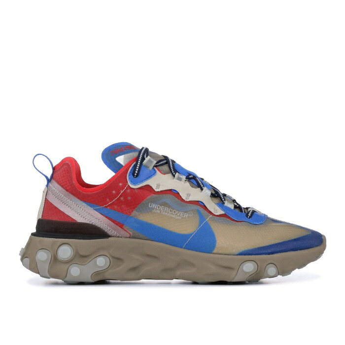 ナイキ Nike 【 Undercover X React Element 87 \u0027Light Beige\u0027 Men Light Beige Chalk/Signal Blue-University Red-Black-Classic Stone 】 アンダー押しかぶせる リアクト 化学元素 メンズ ベージュ 靴-スニーカー-メンズ靴
