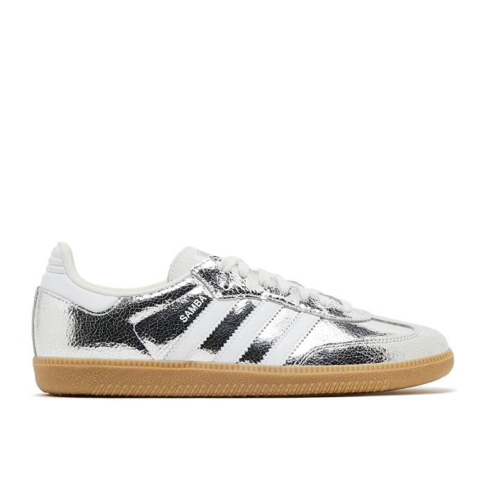 アディダス Adidas 【 Wmns Samba Og \u0027Cracked Metallic Pack - Silver\u0027 Women Silver Metallic/Footwear White/Core White 】 サンバ レディース Silver しろがね色・しろがね色 白いこと 白いこと 中核グループ